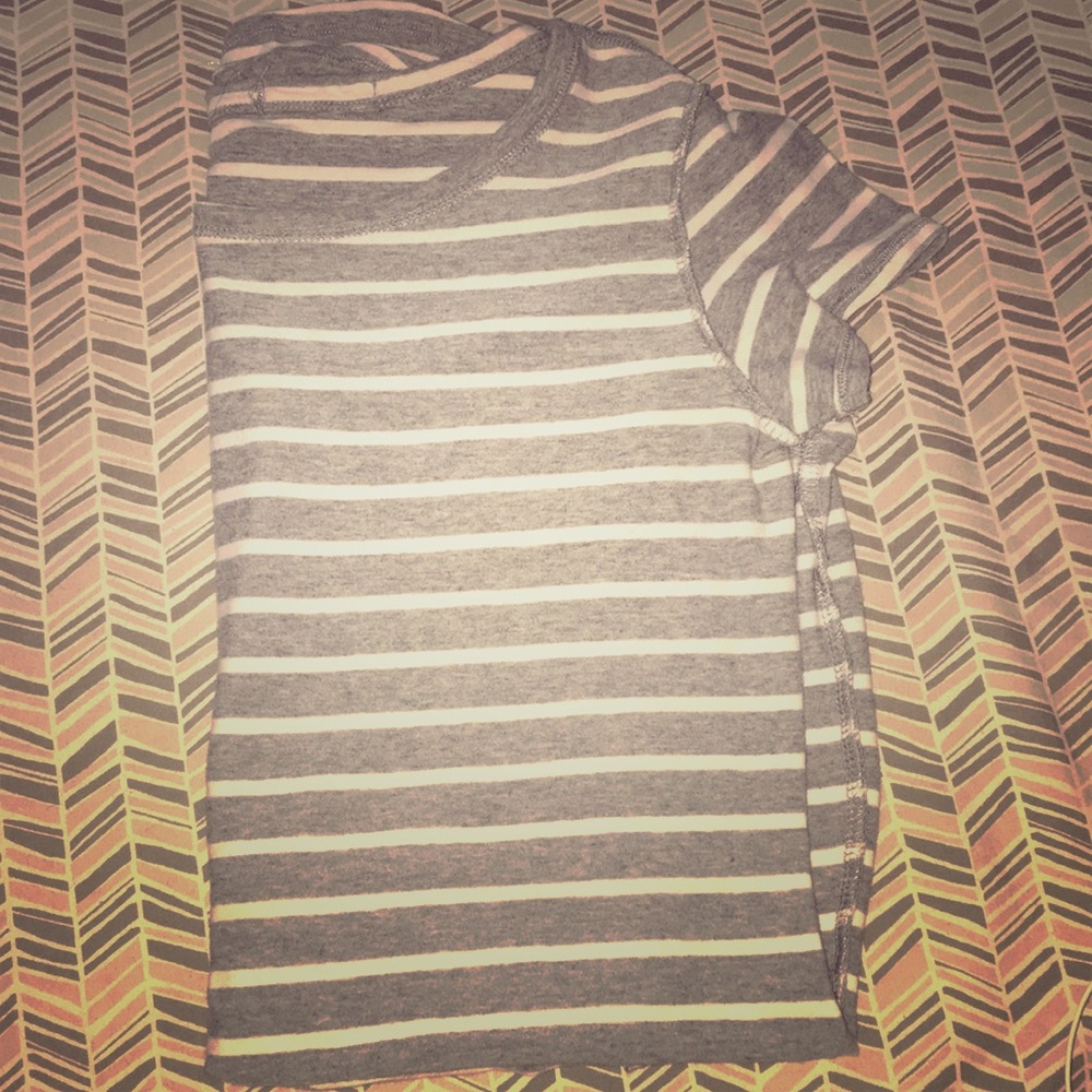 Gray and white striped t shirt dress